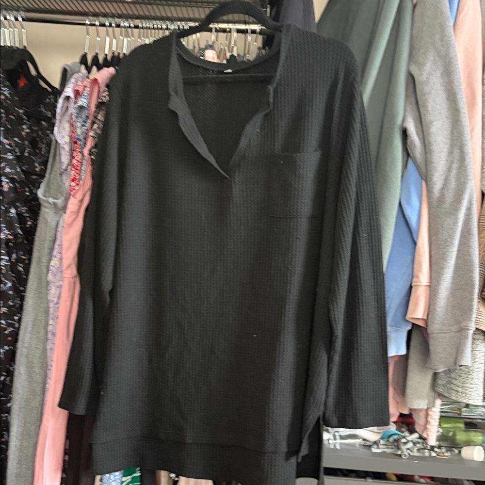 Black Plus Size Long Sleeve Top